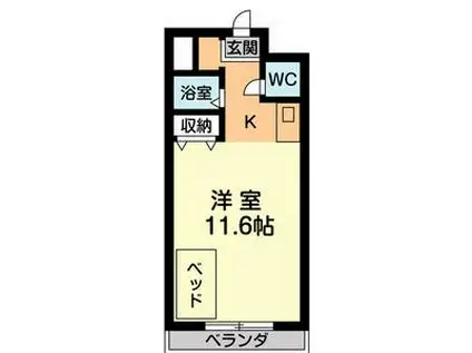 VIP-IN太平洋ノースヒルズ(1K/3階)の間取り写真