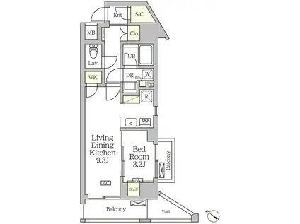アジールコート松濤(1LDK/12階)の間取り写真