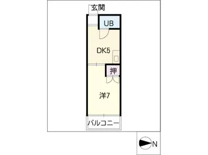グリーンガーデン(1DK/1階)の間取り写真