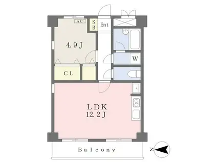 ウエスタンコートハウス(1LDK/4階)の間取り写真