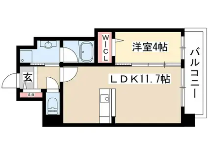 エルミタージュ桜山(1LDK/4階)の間取り写真
