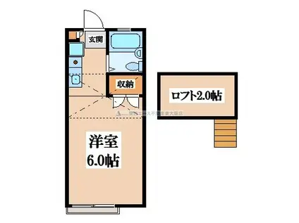 近鉄奈良線 東花園駅 徒歩8分 2階建 築32年(1K/1階)の間取り写真