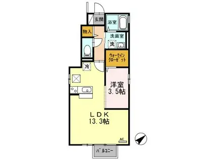 フルール(1LDK/1階)の間取り写真