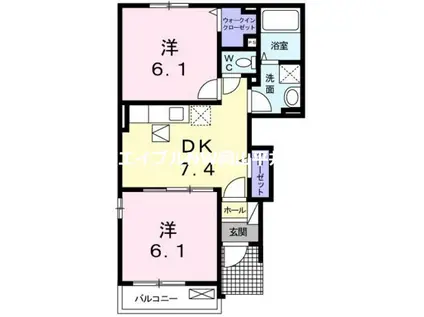 フェリーチェ(2DK/1階)の間取り写真