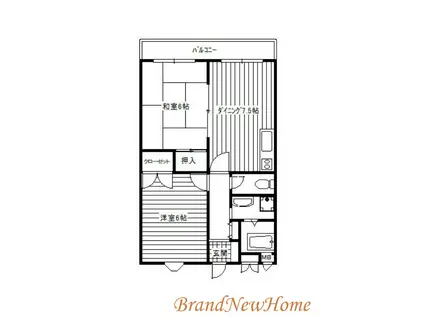 ジュネス春日(2DK/1階)の間取り写真