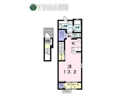 プリムローズ KS2(ワンルーム/2階)の間取り写真