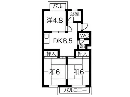 杉本ビル(3DK/4階)の間取り写真