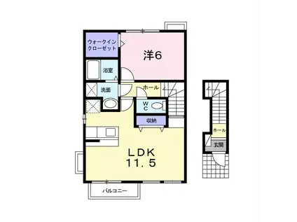 岐阜県羽島郡岐南町 2階建 築21年(1LDK/2階)の間取り写真