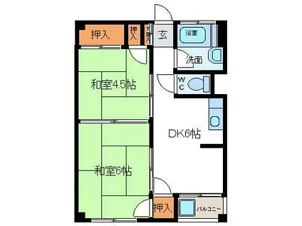 大山ビル(2DK/4階)の間取り写真