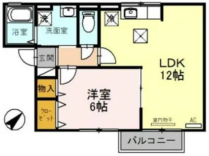 グリチネ(1LDK/1階)の間取り写真