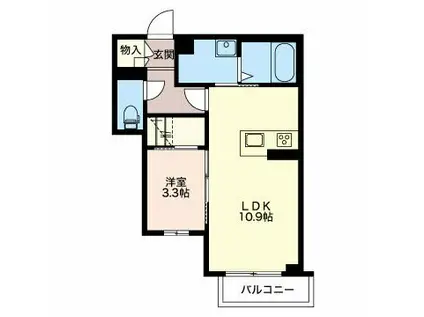 モンレーヴ(1LDK/1階)の間取り写真