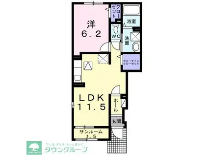 ヴィルコメン(1LDK/1階)の間取り写真