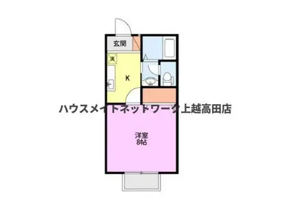 エヴァーグリーン(1K/1階)の間取り写真