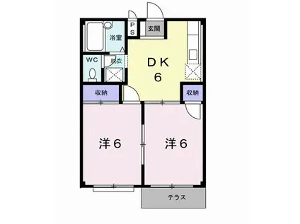 エルディムカーサ(2DK/1階)の間取り写真