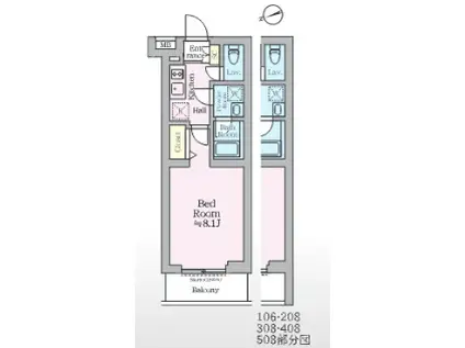 アイルグランデ川口(1K/2階)の間取り写真