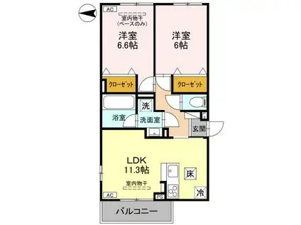 DR相木CUORE(2LDK/1階)の間取り写真
