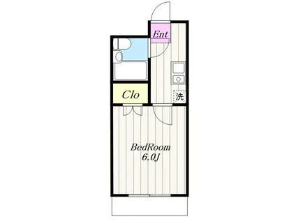 パークサイドさがみ野(1K/2階)の間取り写真