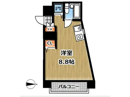 WARABI MOOCHI(ワンルーム/3階)の間取り写真