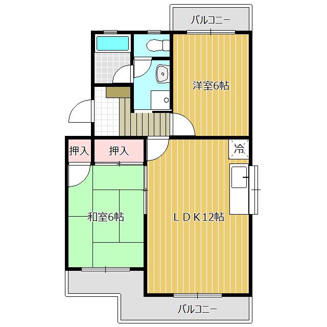 ボヌール(2LDK/1階)の間取り写真