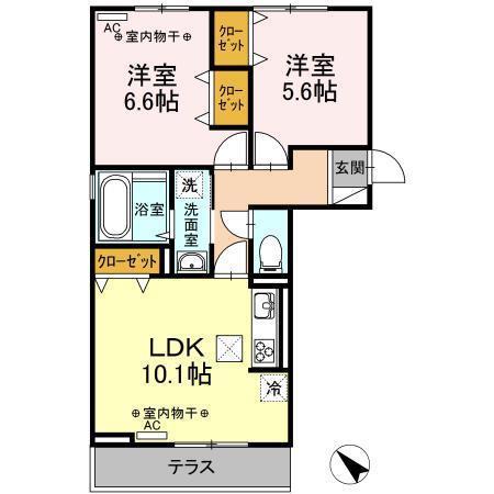 グラテナート(2LDK/3階)の間取り写真