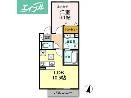 フルーレA (1LDK/1階)の間取り写真