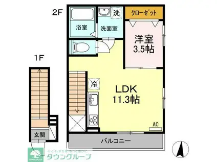 フォンテーヌ(1LDK/2階)の間取り写真