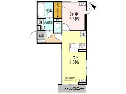 D-ROOM弓町II(1LDK/3階)の間取り写真