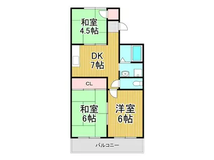 ヴァンベールタツミ(3DK/3階)の間取り写真