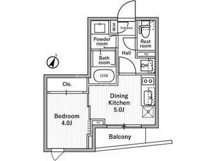 NIDO MOTOHASUNUMA(1DK/5階)の間取り写真