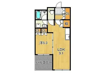 グランシャリオ(1LDK/6階)の間取り写真