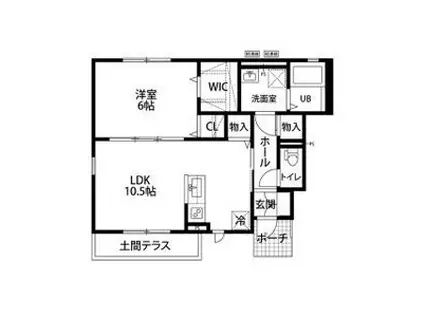 オーランジェE(1LDK/1階)の間取り写真