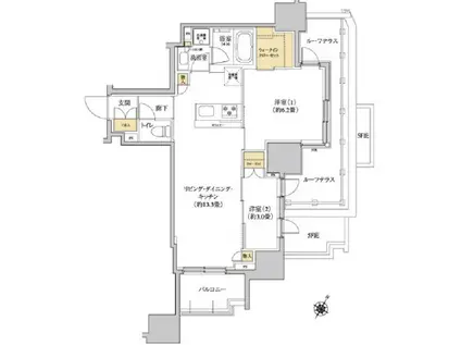 グレーシアフィット三軒茶屋(2LDK/7階)の間取り写真