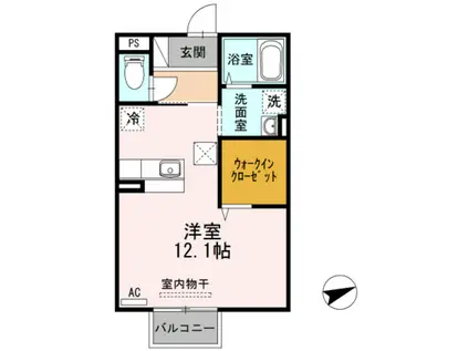 セゾン B棟(ワンルーム/1階)の間取り写真