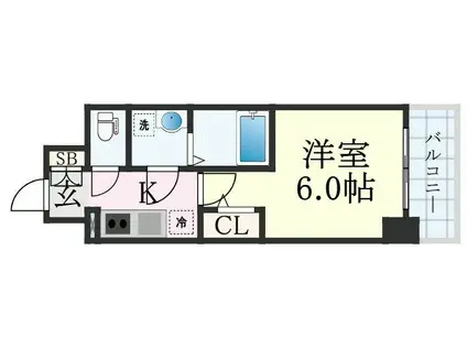 エスリード難波ザ・アーク(1K/12階)の間取り写真