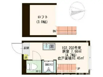 CLAVEL(ワンルーム/1階)の間取り写真