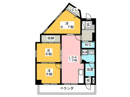 グランドパレス加納(3LDK/3階)の間取り写真
