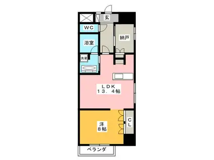 U・TOPIA TOWER(1SLDK/10階)の間取り写真