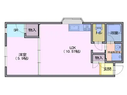 グリーンビュー池田(1LDK/3階)の間取り写真