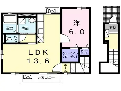 リアンII(1LDK/2階)の間取り写真