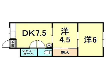 仁川コーポA棟(2DK/4階)の間取り写真
