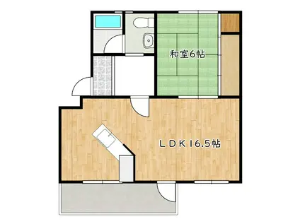 助松ハイツA棟(1LDK/4階)の間取り写真