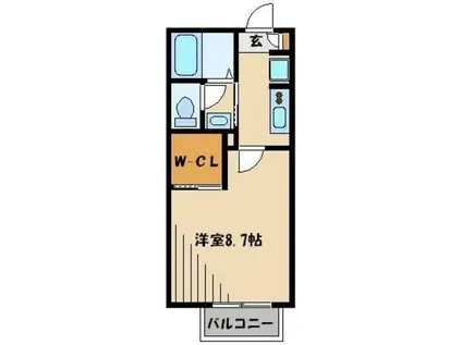 エアルースⅡ(1K/2階)の間取り写真