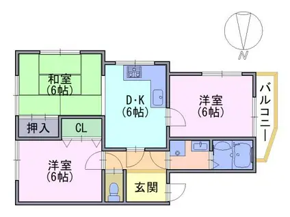サニーコートヤマシロ 201号(3DK/2階)の間取り写真