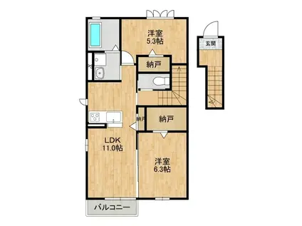 スマイルハウス(2LDK/2階)の間取り写真