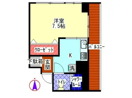 グリーンキャピタル久が原(1K/1階)の間取り写真