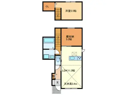 LUMIERE BOIS(1SLDK/1階)の間取り写真