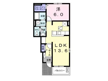 フラン・シャンブル(1LDK/1階)の間取り写真