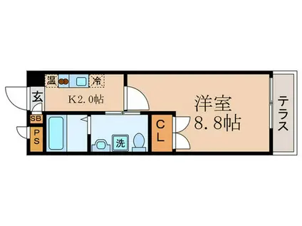 ラナキュラス椥辻(1K/2階)の間取り写真