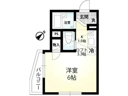 ロイヤルハイツ鶴見(1K/2階)の間取り写真