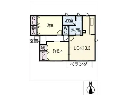 ドミール衣浦 A棟(2LDK/1階)の間取り写真